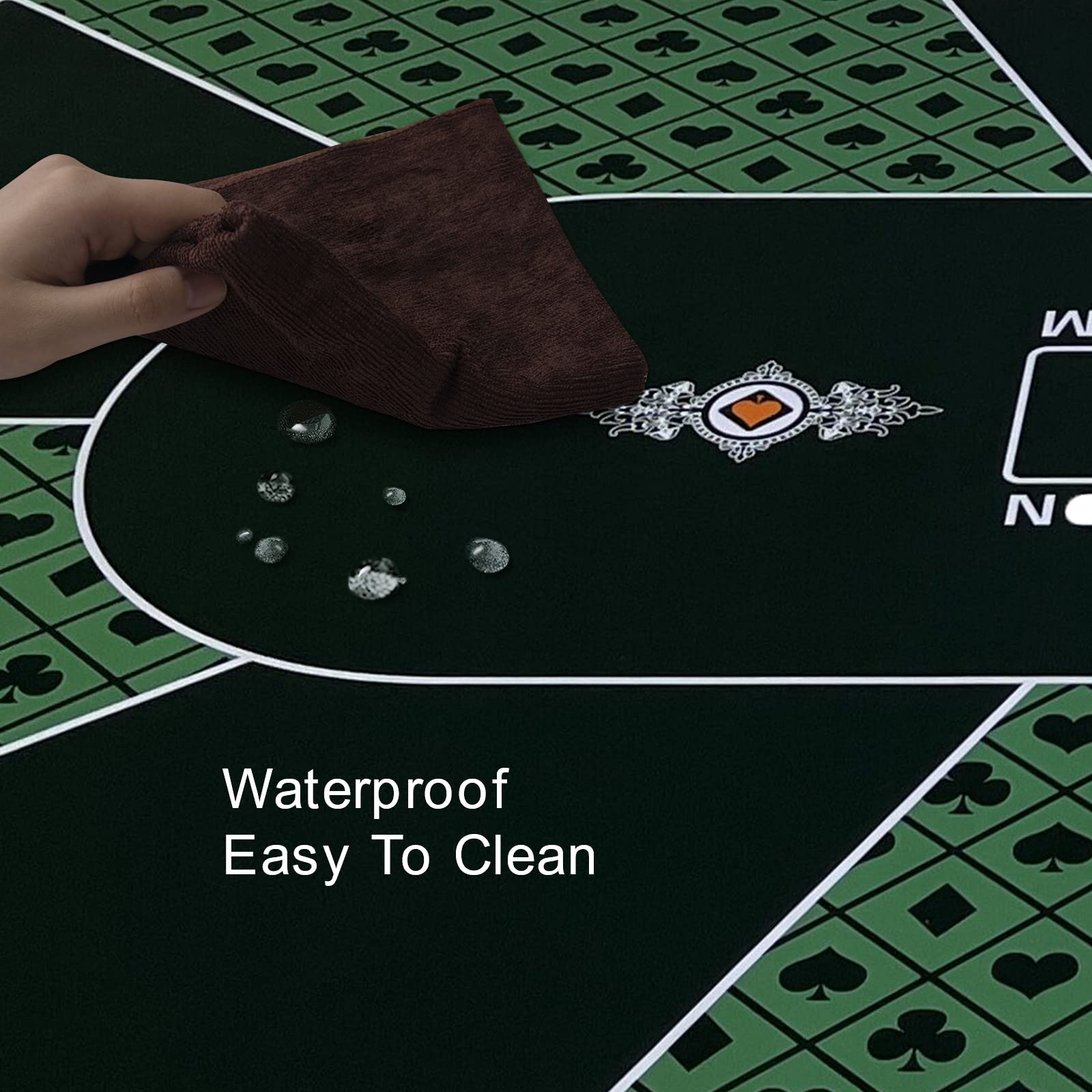 CONTINUE Poker Table Mat 8-10 Players Texas Hold'em Poker Mat Professional Poker Mat Anti-Slip Rubber Poker Table Top Layout with Carrying Bag for Poker Games, Blackjack, Casino （Rectangle Green）