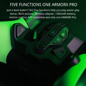 Armor-X Pro Upgrade Wireless Back Button Controller Paddle with 1300mA Battery for Xbox Series S/X Accessories, Support Somatosensory with Multi-Platform Adapter