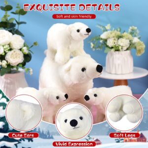 Zubebe 4 Pcs Polar Bear Stuffed Animal Set Large White Stuffed Bear Soft Polar Bear Plush Toy Cuddly Bear Gifts for Birthday Christmas Decoration (Polar Bear Style)(Polar Bear Style)