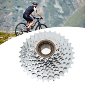 Alomejor 7 Speed Cassette,13T to 28T Freewheel Bike Freehub Freewheel Silver Steel Bike Rotating Flywheel for Mountain Bikes