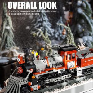 dOvOb Christmas Steam Train Building Kit with Train Track, Collectible Steam Locomotive Display Toys Set for Kids and Adult (853 PCS)