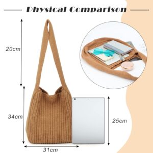 KUANG! Women's Hand Crocheted Tote Shoulder Bags Large Shopping Bag Handbag Plush Knitting Satchel Purses Travel Handbag