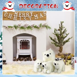 Zubebe 4 Pcs Polar Bear Stuffed Animal Set Large White Stuffed Bear Soft Polar Bear Plush Toy Cuddly Bear Gifts for Birthday Christmas Decoration (Polar Bear Style)(Polar Bear Style)