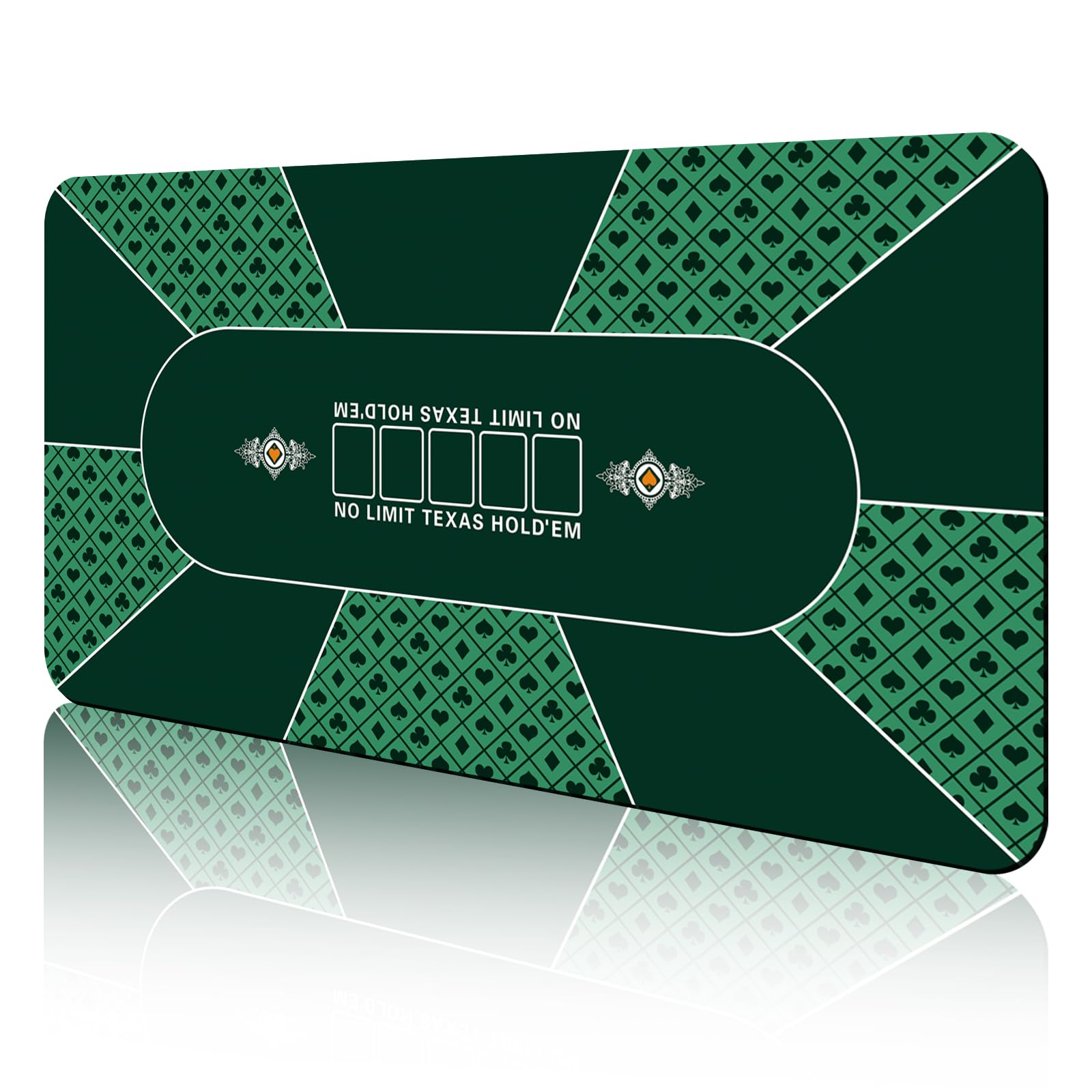 CONTINUE Poker Table Mat 8-10 Players Texas Hold'em Poker Mat Professional Poker Mat Anti-Slip Rubber Poker Table Top Layout with Carrying Bag for Poker Games, Blackjack, Casino （Rectangle Green）