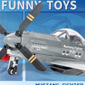 dOvOb Military P-51 Mustang Fighter Jet Building Blocks Set, Army Plane Toys as Gift for Kids or Adult (256 Pieces)