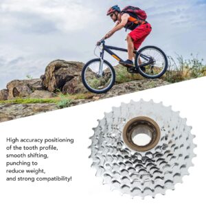 Alomejor 7 Speed Cassette,13T to 28T Freewheel Bike Freehub Freewheel Silver Steel Bike Rotating Flywheel for Mountain Bikes