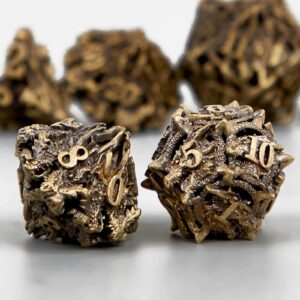 JOYLORD Hollow Metal DND Dice Set - Dragon Head Design for Dungeons &Dragons- Metal Dice Set with Unique Numbers,Unforgettable Dungeons and Dragons Gifts