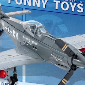 dOvOb Military P-51 Mustang Fighter Jet Building Blocks Set, Army Plane Toys as Gift for Kids or Adult (256 Pieces)