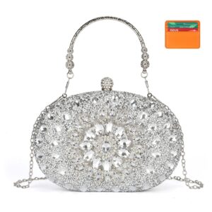 fannos Rhinestone Evening Clutch Purses for Women, Party Crystal Purses Diamond Handbag Weddings Formal Bag (A Silver)