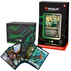 magic: the gathering starter commander deck - token triumph (green-white) | ready-to-play deck for beginners and fans | ages 13+ | collectible card games