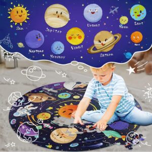 DIGOBAY Solar System Puzzles for Kids Ages 4-8, 70 Piece Floor Puzzles Large Round Space Planets Astronaut Jigsaw Puzzle Toys Birthday for Toddlers Boys Girls Children