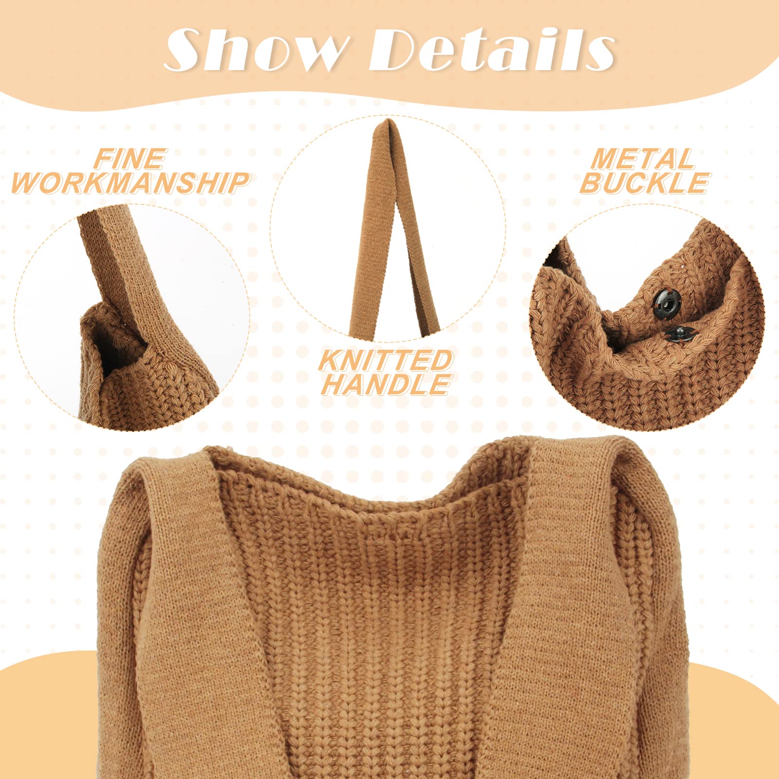 KUANG! Women's Hand Crocheted Tote Shoulder Bags Large Shopping Bag Handbag Plush Knitting Satchel Purses Travel Handbag