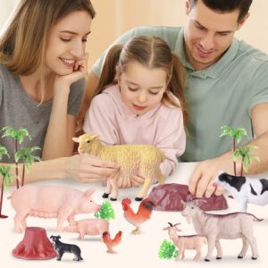 EnAuRoL 35 PCS Farm Animals Toys for Toddlers 3 Years Old Boys and Girls Realistic Animal Figures Playsets Toys for Kids 3~8 Christmas Birthday Gift