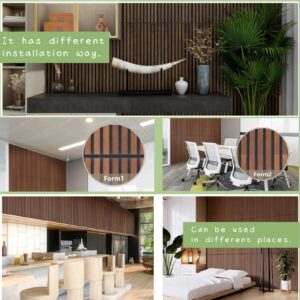 Acoustic Wood Slat Wall Panels with Foam for Interior Wall Decor | Soundproof Wall Panels | 3D Slat Wood Wall Panels | Bedroom Sound Absorption | 43.3”x 18.9”Each | Natural Walnut (Oil Painted)-2PCS