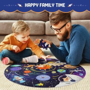 DIGOBAY Solar System Puzzles for Kids Ages 4-8, 70 Piece Floor Puzzles Large Round Space Planets Astronaut Jigsaw Puzzle Toys Birthday for Toddlers Boys Girls Children