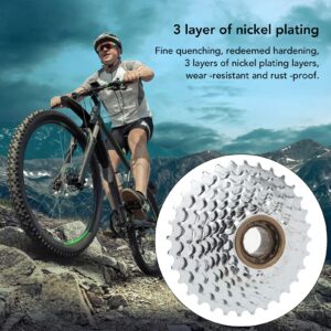 Alomejor 7 Speed Cassette,13T to 28T Freewheel Bike Freehub Freewheel Silver Steel Bike Rotating Flywheel for Mountain Bikes