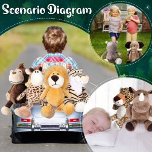 12 Pieces Safari Stuffed Animals 11.8 Inch Jungle Animal Toys Set Boys Girls Plush Forest Animals Lion Elephant Zebra Giraffe Tiger Monkey for Zoo Animal Party Teacher Student Award (Cute Style)