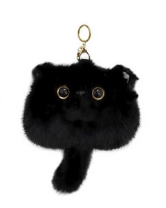 huijufu cute black cat plush keychain - cat coin purse for women