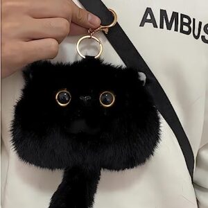 HUIJUFU Cute Black Cat Plush Keychain - Cat Coin Purse for Women