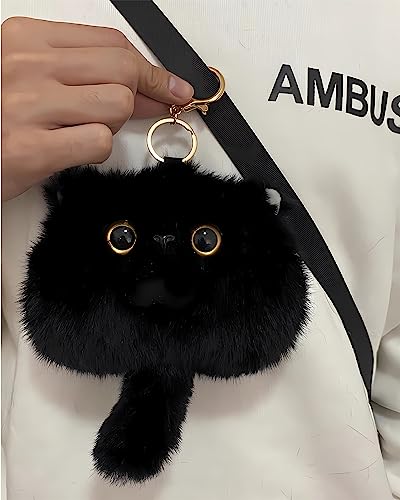 HUIJUFU Cute Black Cat Plush Keychain - Cat Coin Purse for Women