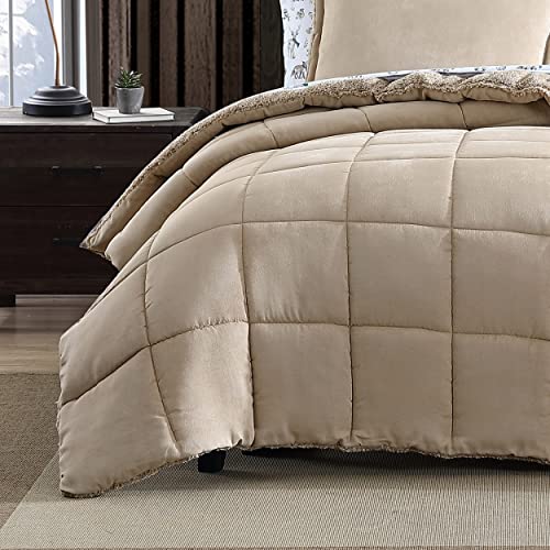 Eddie Bauer - King Comforter Set, Reversible Sherpa Bedding with Matching Shams, Cozy & Warm Home Decor (Sherwood Brown, King)