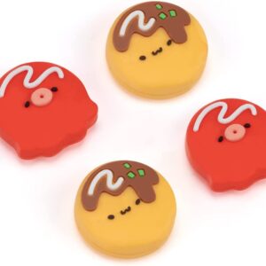 GeekShare Cute Thumb Grip Caps Compatible with Nintendo Switch/OLED/Switch Lite,Soft Silicone Joystick Rocker Cover,4PCS- Takoyaki