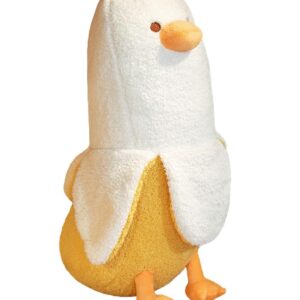 Banana Duck Plush Toy 19.6'',Cute Plushies Banana Stuffed Animal,Duck Plushie Long Banana Duck Plush Pillow,Funny Hugging Pillow Sleeping Cushion Soft Gifts for Boys Girls Birthday Christmas(White)