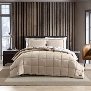 eddie bauer - king comforter set, reversible sherpa bedding with matching shams, cozy & warm home decor (sherwood brown, king)