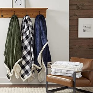 Eddie Bauer- King Blanket, Ultra Soft & Cozy Plush Home Décor, All Season Bedding (Bunkhouse Plaid White, King)