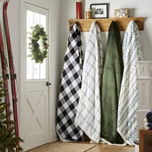 Eddie Bauer- King Blanket, Ultra Soft & Cozy Plush Home Décor, All Season Bedding (Bunkhouse Plaid White, King)