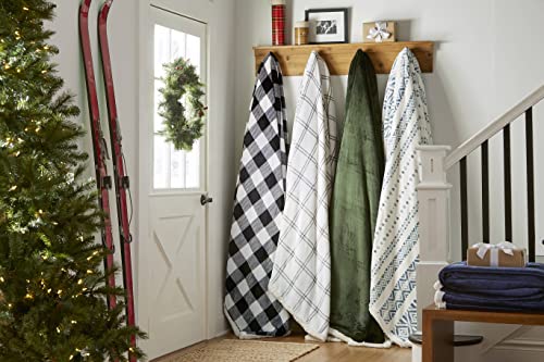 Eddie Bauer- King Blanket, Ultra Soft & Cozy Plush Home Décor, All Season Bedding (Bunkhouse Plaid White, King)