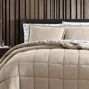 Eddie Bauer - King Comforter Set, Reversible Sherpa Bedding with Matching Shams, Cozy & Warm Home Decor (Sherwood Brown, King)