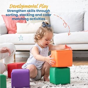 ECR4Kids SoftZone Quad Fold-N-Go Activity Mat and Patchwork Toddler Blocks, Beginner Playset, Assorted, 13-Piece