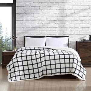 eddie bauer- king blanket, ultra soft & cozy plush home décor, all season bedding (bunkhouse plaid white, king)