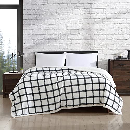 Eddie Bauer- King Blanket, Ultra Soft & Cozy Plush Home Décor, All Season Bedding (Bunkhouse Plaid White, King)