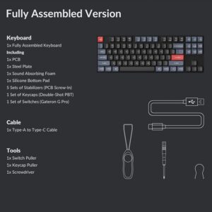 Keychron K8 Pro QMK/VIA Wireless Mechanical Keyboard, Hot-Swappable TKL Custom Programmable Macro Wired Keyboard with Gateron G Pro Brown Switch, White Backlit, PBT Keycaps for Mac Windows Linux