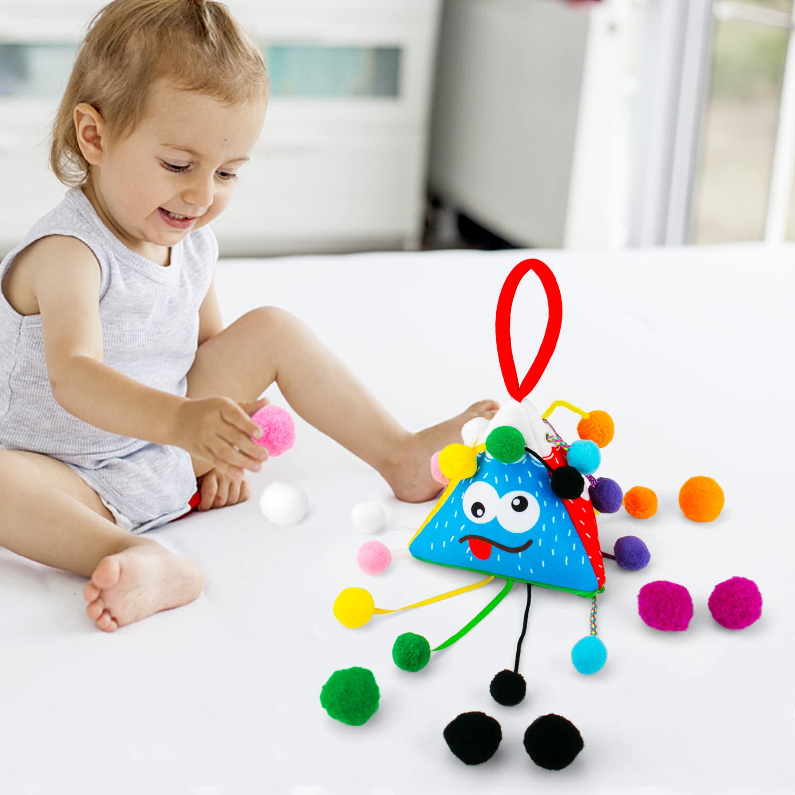 Sensory Toys for Toddlers 1-3 Fine Motor Skills,Developmental Montessori Toys for Babies Activity,Upgraded Pull String Interactive Toys for Boys Girls Birthday Travel Gift,Baby Infant Toys 6-12 Months