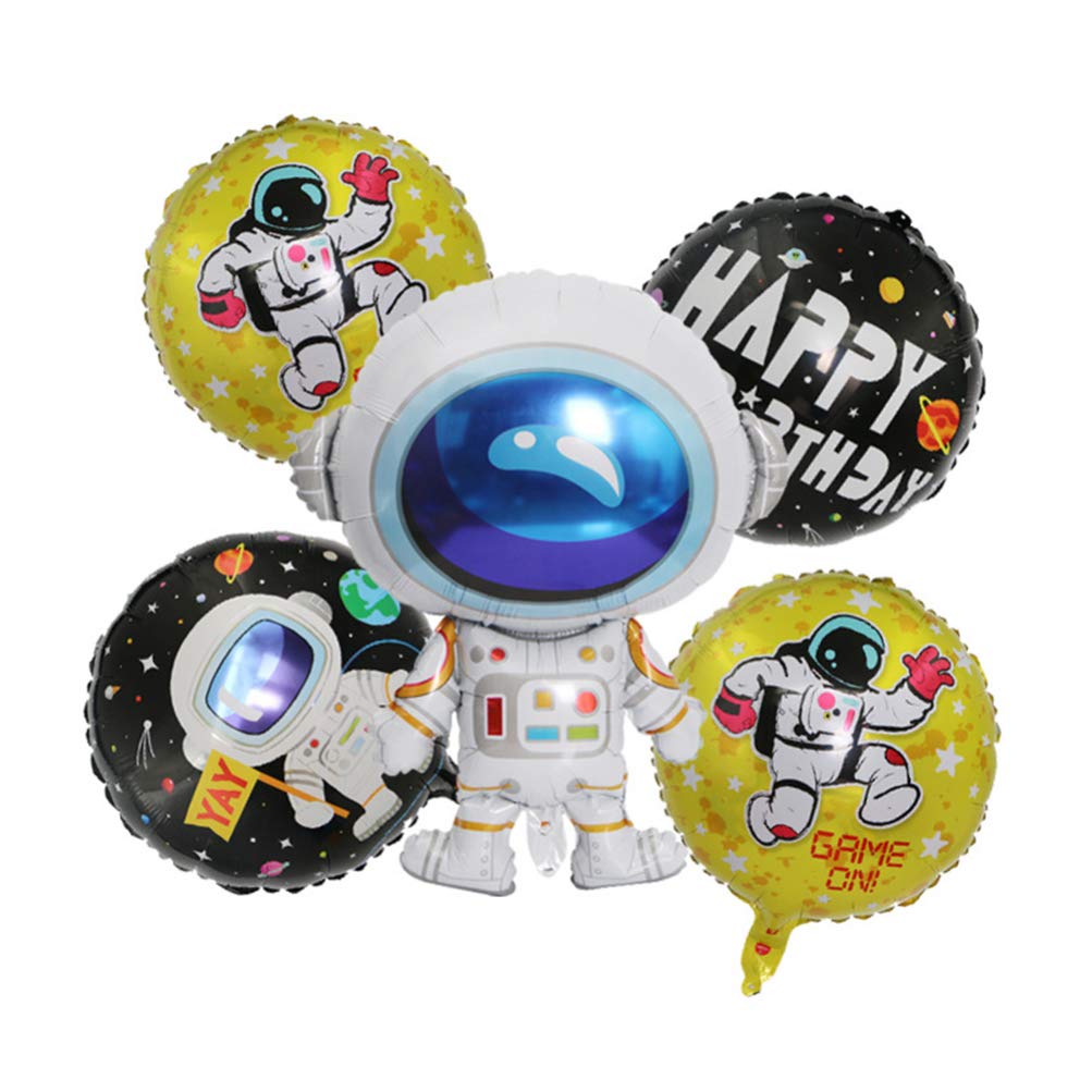 NOLITOY Astronaut Aluminum Balloon 10pcs Foil Mylar Balloon Rocket Foil Balloons for Kids Birthday Space Themed Party Decoration