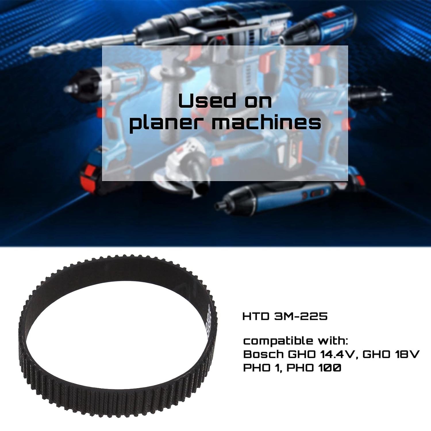 Wilsnsun 2604736001 Planer Drive Belt 3M-225 for Bosch 3365 PHO15-82 PHO16-82 PHO20-82 PHO1 PHO100 180811 -- 2 Pack