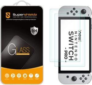 supershieldz (2 pack) designed for nintendo switch oled (2021) tempered glass screen protector, 0.32mm, anti scratch, bubble free