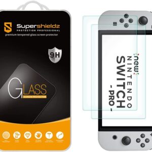 Supershieldz (2 Pack) Designed for Nintendo Switch OLED (2021) Tempered Glass Screen Protector, 0.32mm, Anti Scratch, Bubble Free