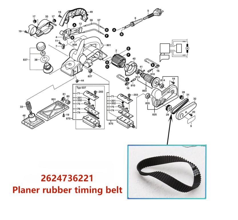 Wilsnsun 2604736001 Planer Drive Belt 3M-225 for Bosch 3365 PHO15-82 PHO16-82 PHO20-82 PHO1 PHO100 180811 -- 2 Pack