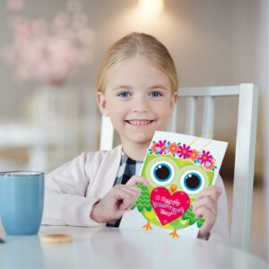 Fancy Land Valentine's Day Craft for Kids Kits Owl Craft Kit for Classroom Home Fun Activities 30 Pack