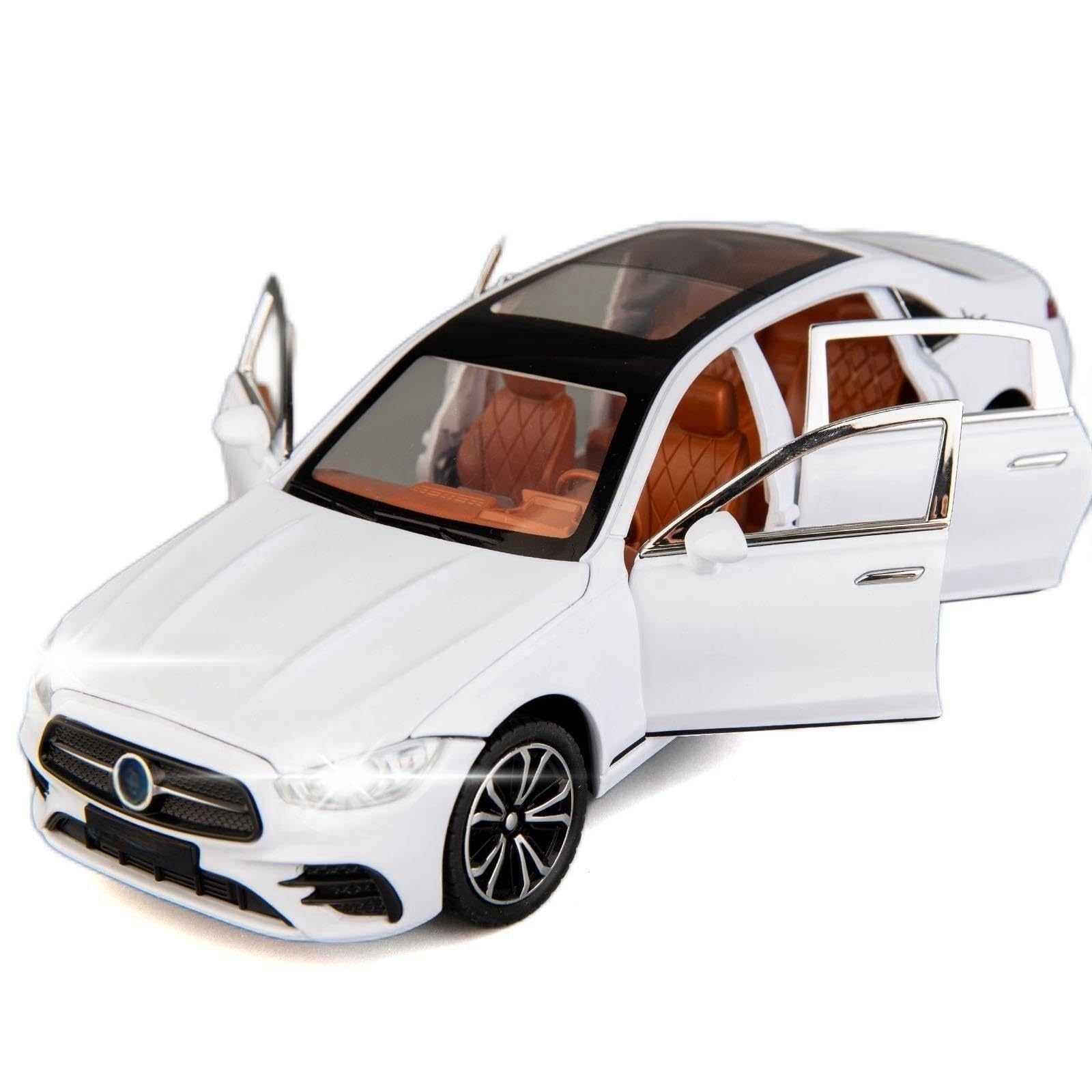 BDTCTK 1/24 Benz E300 Model Car,Zinc Alloy Pull Back Toy Diecast Toy Cars with Sound and Light for Kids Boy Girl Gift(White)