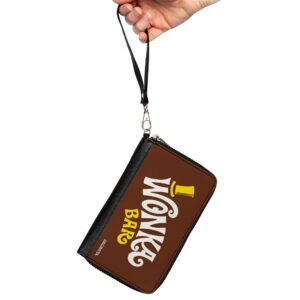 Buckle-Down Movies Wallet, Zip Around, Willy Wonka and the Chocolate Factory Wonka Bar Wrapper Logo, Vegan Leather