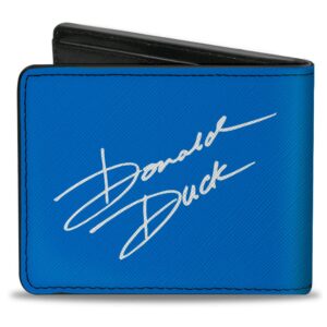 Disney Wallet, Bifold, Disney Donald Duck Face Close Up and Signature Blue, Vegan Leather