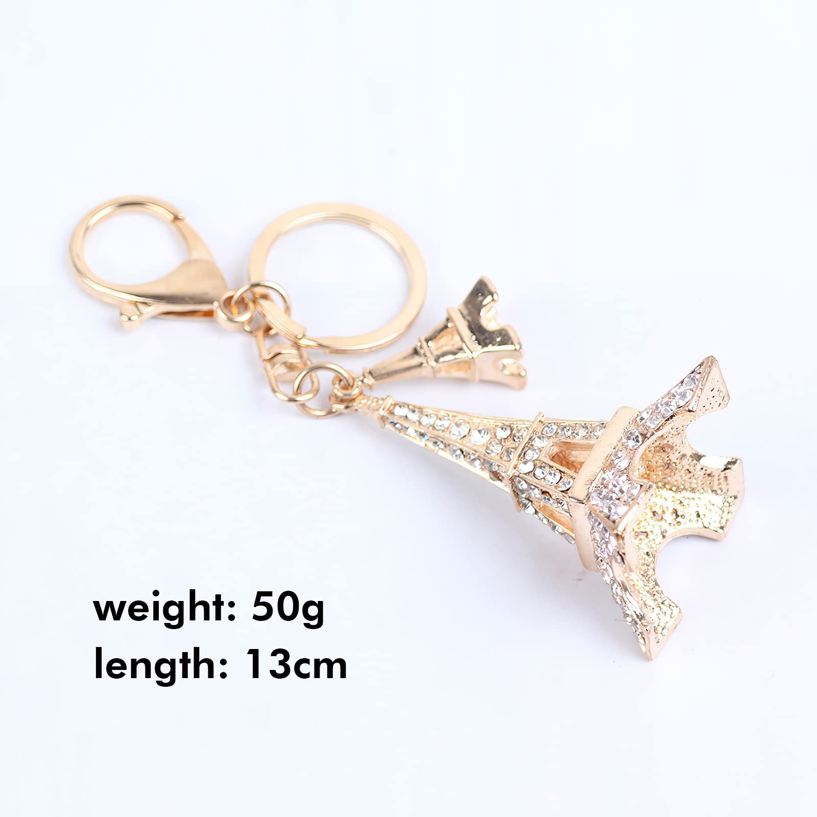 Eiffel Tower Keychain - Pack 1 Crystal Key Ring, Gold Decor for Car Supplies,Gift to Women Girls,Rhinestone Decorations for Bag Accessories (Eiffel Tower)