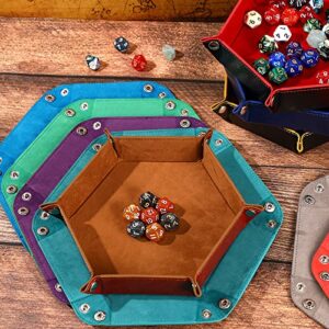 12 Pcs Dice Tray for Rolling Portable Folding Dice Holder Tray Strong Box Portable PU Leather Velvet for Dice Games Like RPG, and Other Table