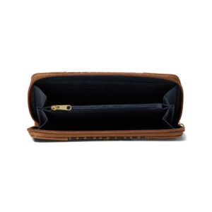 Tommy Hilfiger Antonella II Zip Around Wallet Square Monogram Jacquard Chestnut/Tannin/Red One Size