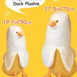 Banana Duck Plush Toy 19.6'',Cute Plushies Banana Stuffed Animal,Duck Plushie Long Banana Duck Plush Pillow,Funny Hugging Pillow Sleeping Cushion Soft Gifts for Boys Girls Birthday Christmas(White)